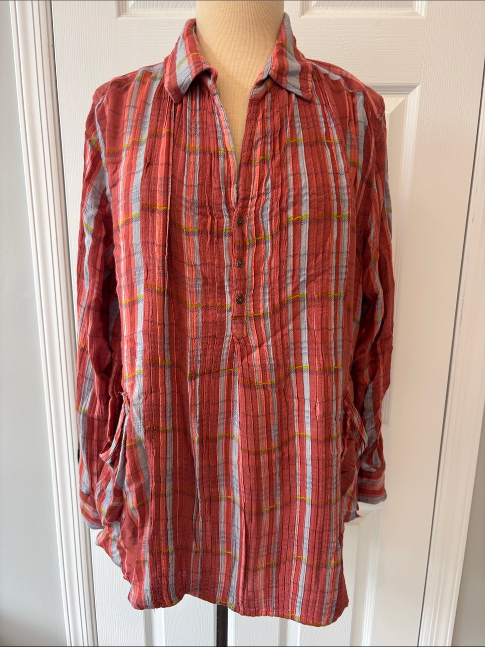 Free People One oversized striped Shirt with slouchy pockets